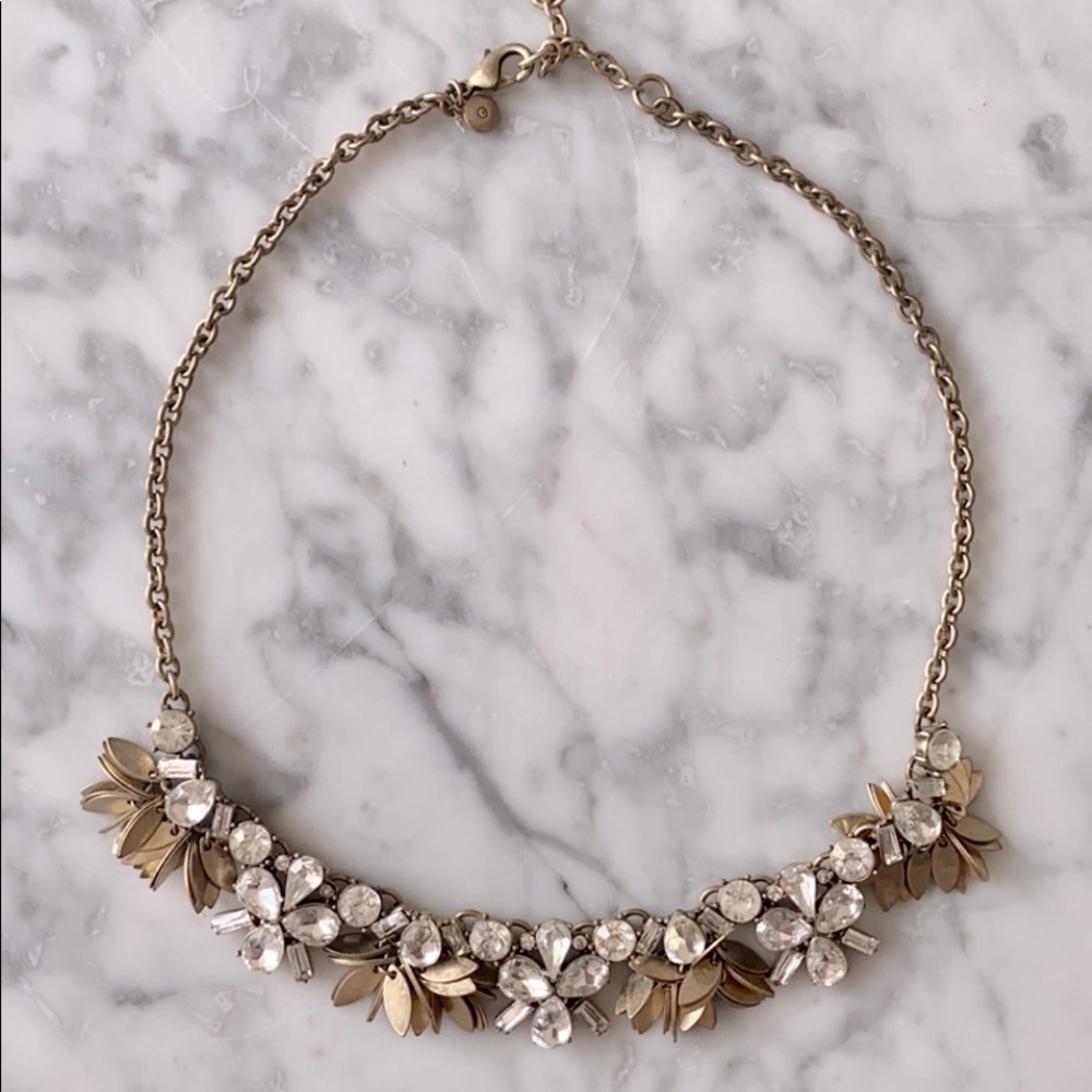 J CREW CRYSTAL ANTIQUED GOLD NECKLACE